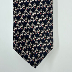 The Disney Store Neck Tie Goofy Pluto Laughing Silk Blue Mickey Mouse Vintage